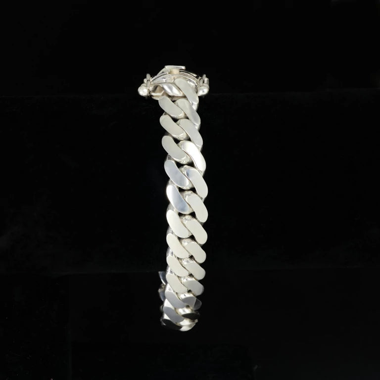 11mm silver cuban link bracelet