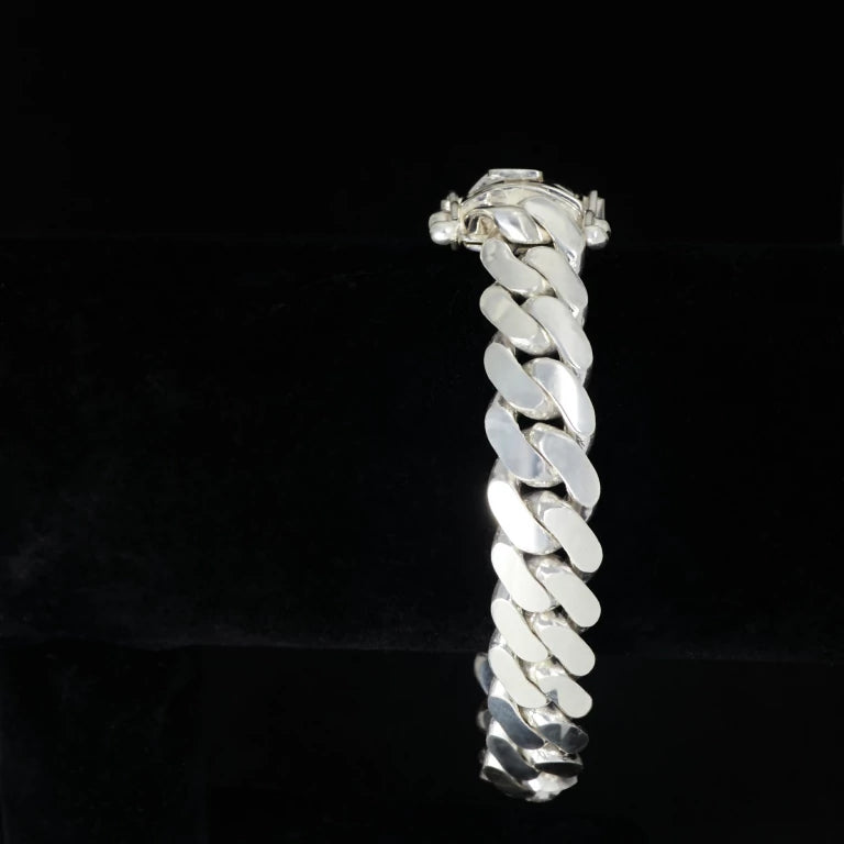 13mm silver cuban link bracelet