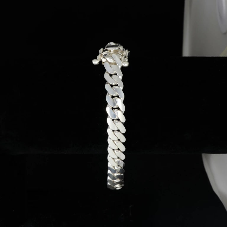 9mm silver cuban link bracelet